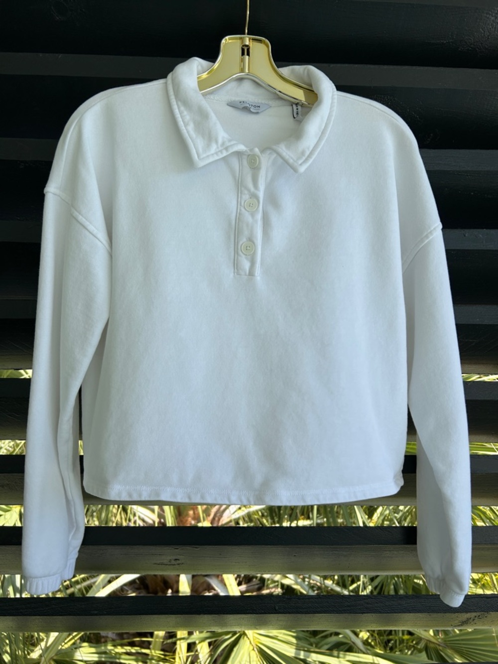 Peloton White Polo Collar Sweatshirt